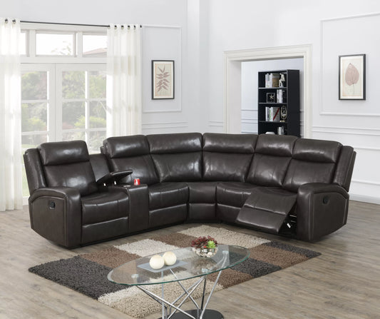 Poundex F8760 L-shaped manual reclining sectional