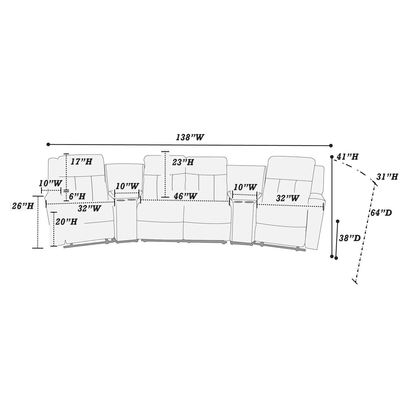 Poundex F8780 sectional additional view