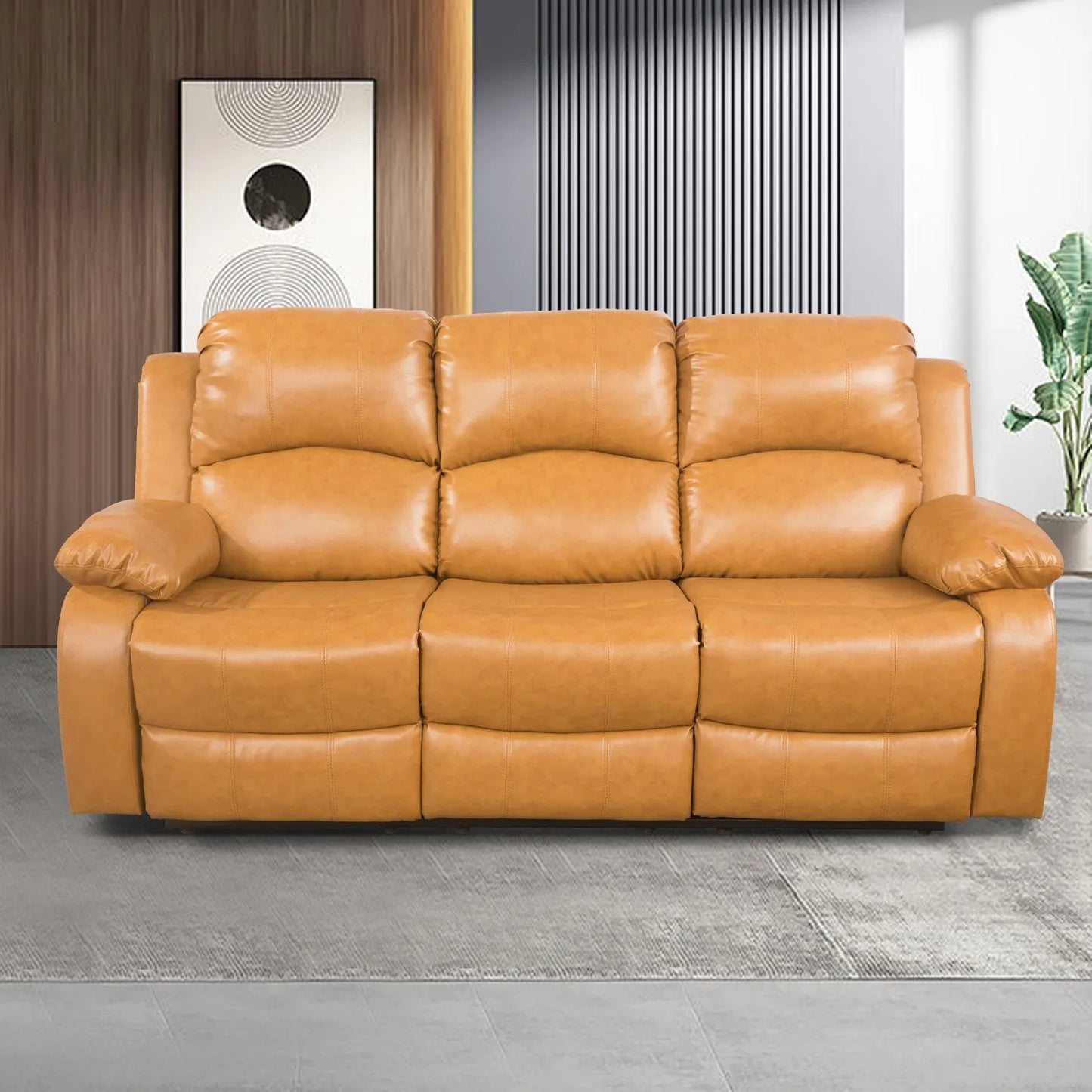Ainehome Ginger Recycled Leather 3-Piece Couch Living Room Sofa Set