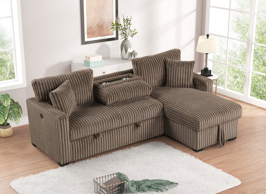 Aria Brown reversible sleeper sectional
