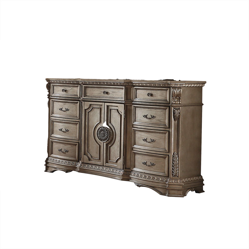 Northville - Dresser With Wooden Top - Antique Silver