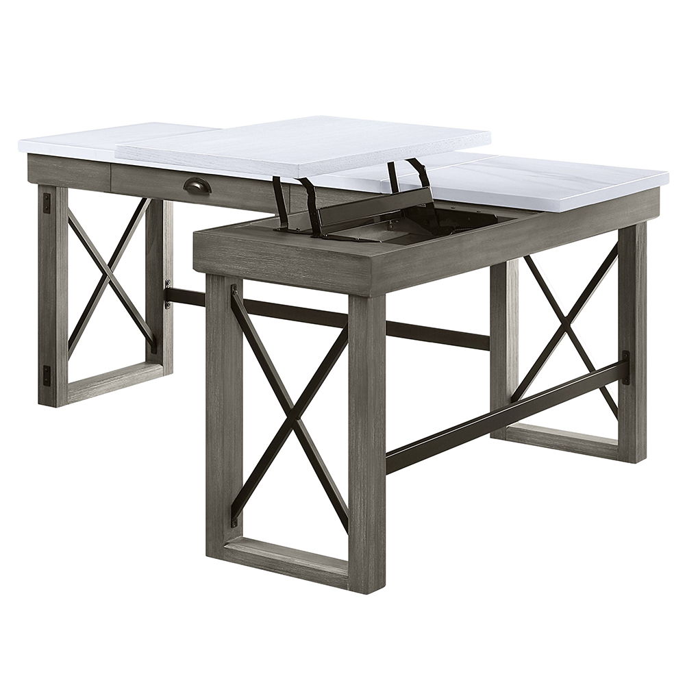 Talmar - Writing Desk With Lift Top - Marble Top & Weathered Gray