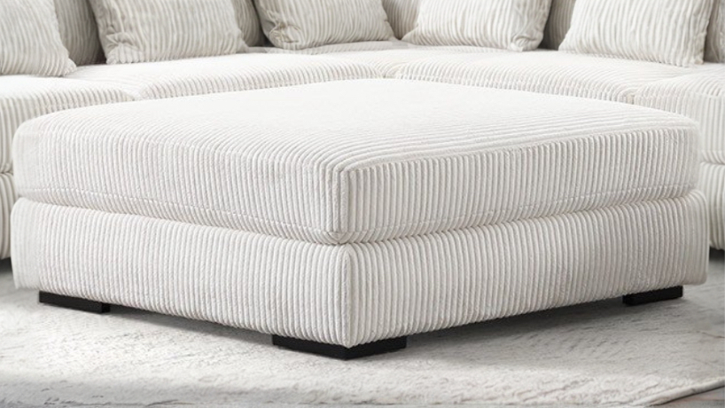 Bella Beige Big-Strip Ottoman