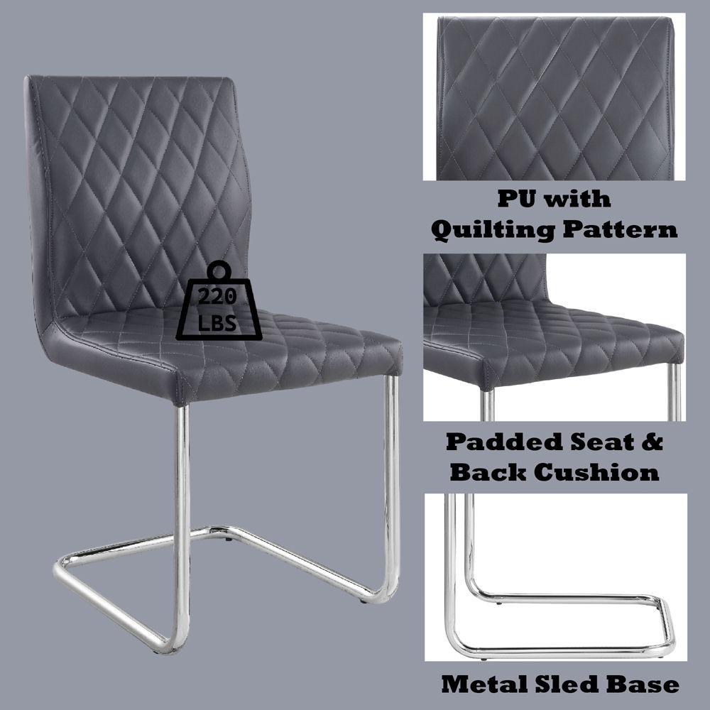 Ansonia - Side Chair (Set of 2) - Gray Synthetic Leather & Chrome