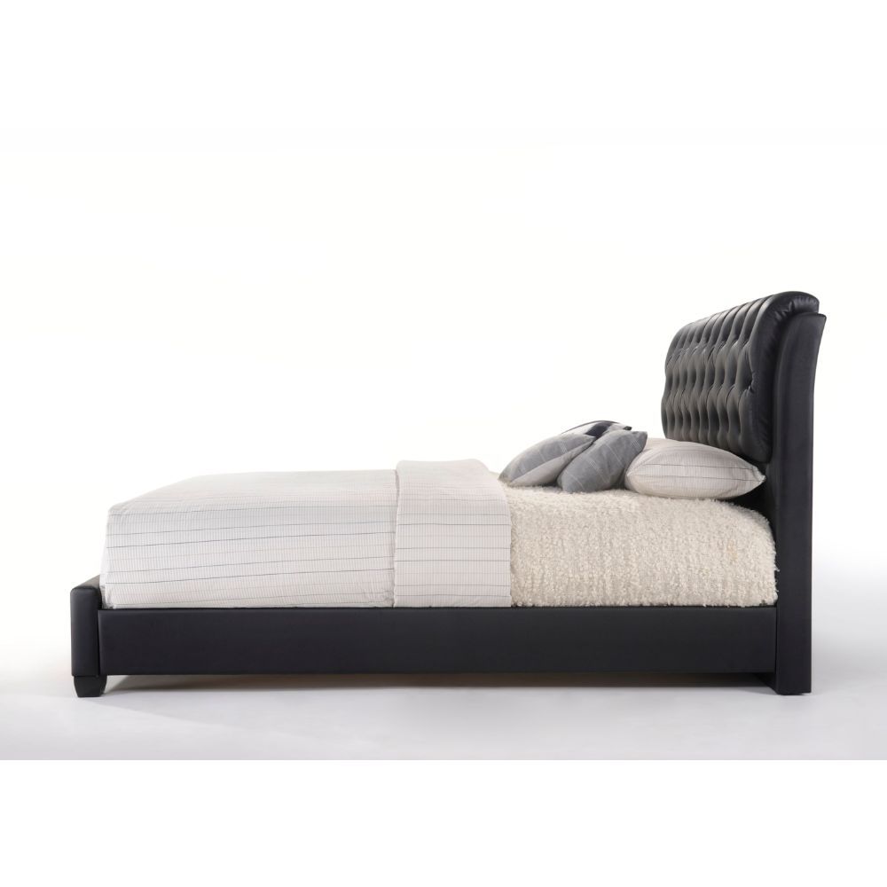 Ireland II - Eastern King Bed - Black Synthetic Leather