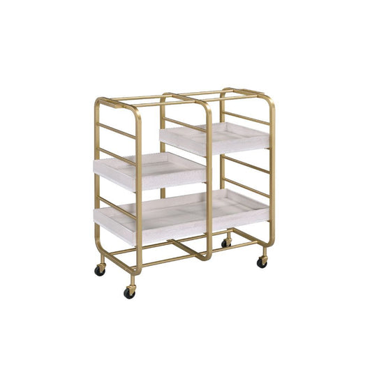 Vorrik - Serving Cart - Gold & White Washed
