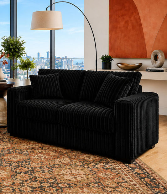 Coraza Corduroy Loveseat with USB Charger - Black