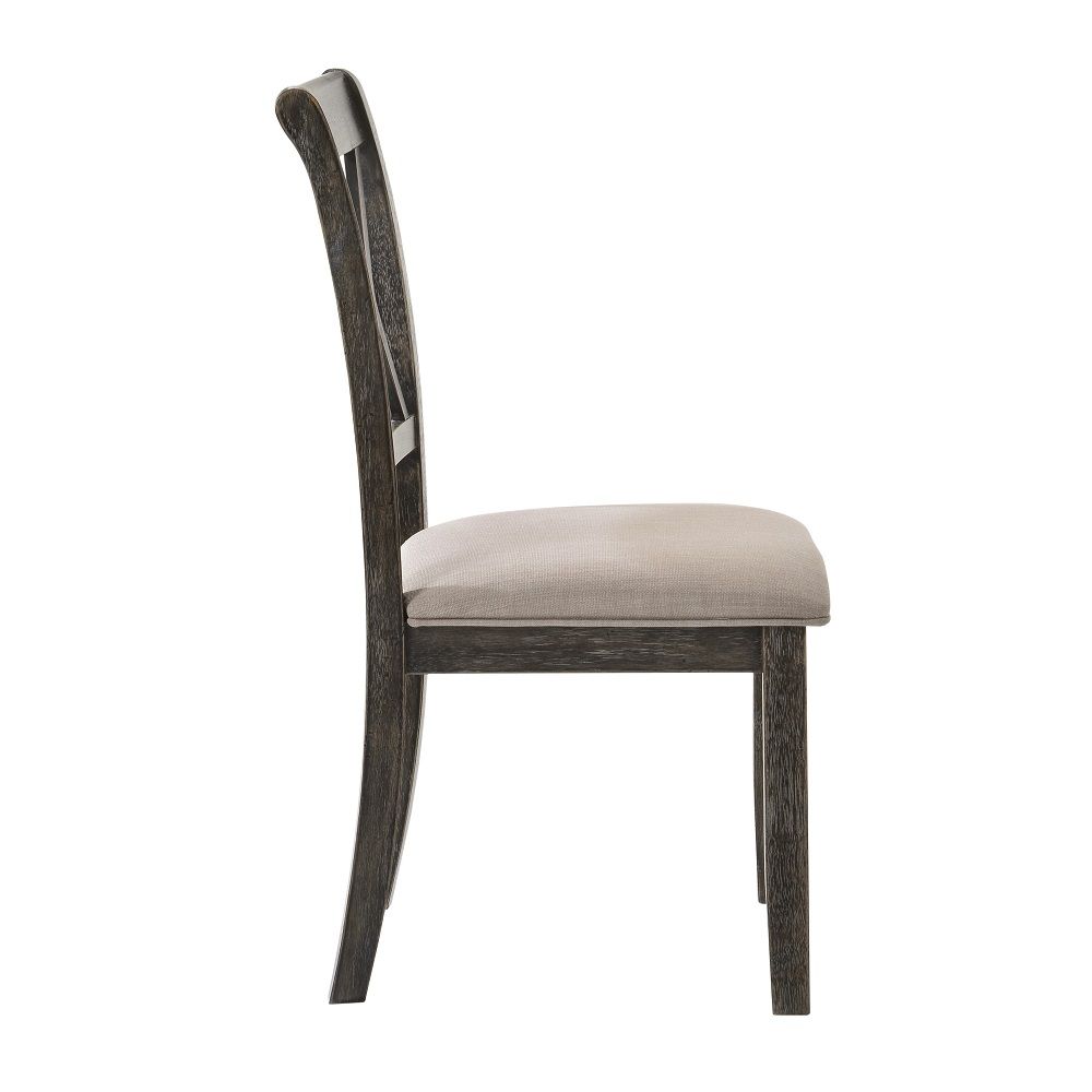 Claudia II - Side Chair (Set of 2) - Beige Fabric & Weathered Gray