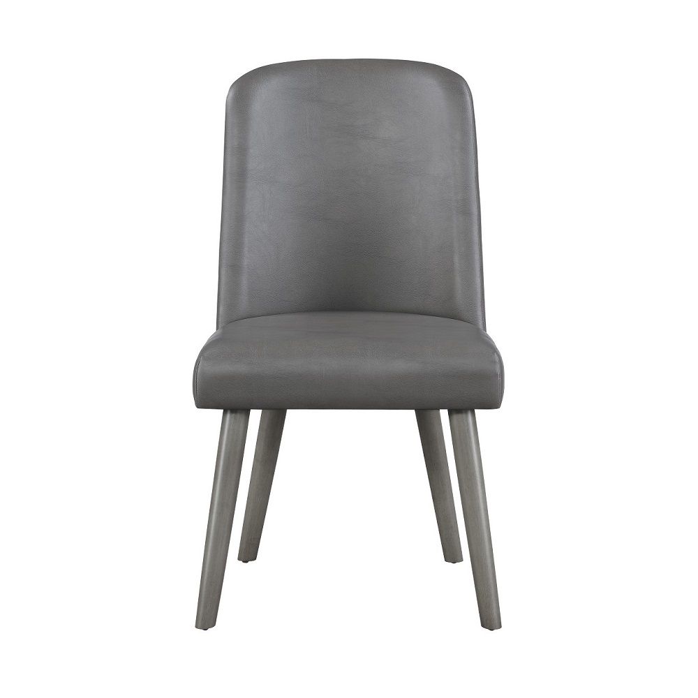 Waylon - Side Chair (Set of 2) - Gray Synthetic Leather & Gray Oak