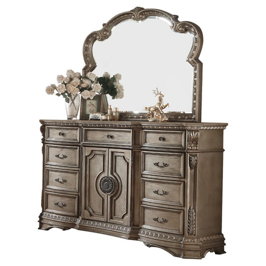 Northville - Dresser With Wooden Top - Antique Silver