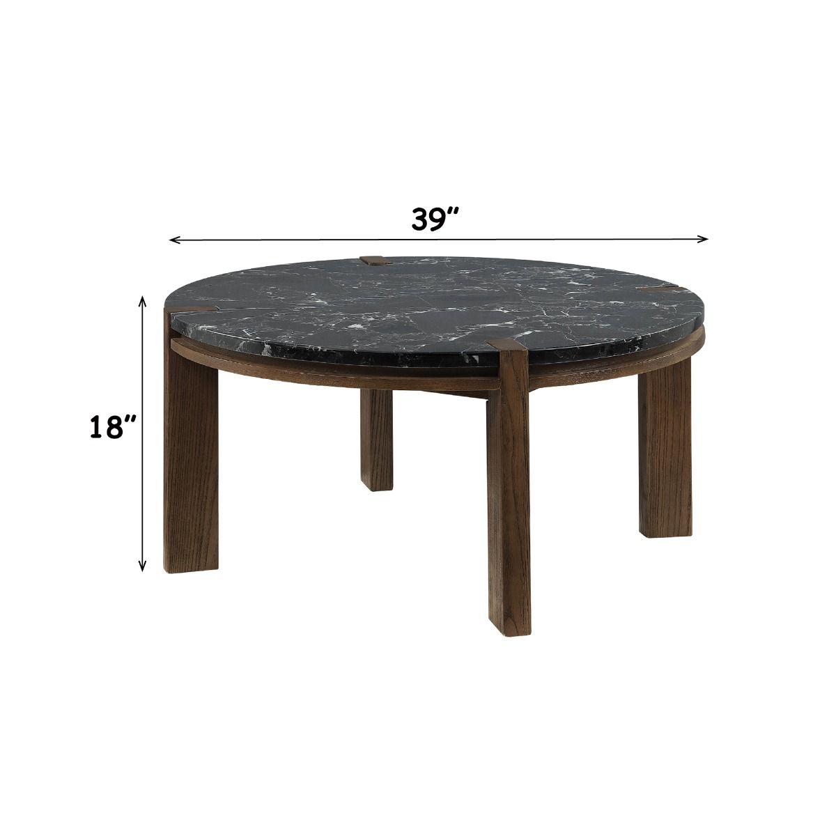 Estella - Coffee Table With Natural Marble Top - Black Top & Walnut