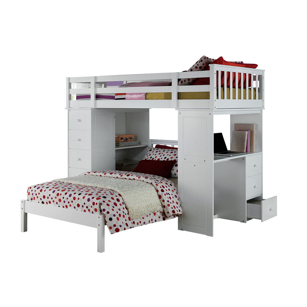Freya - Twin Loft Bed With Storage - White