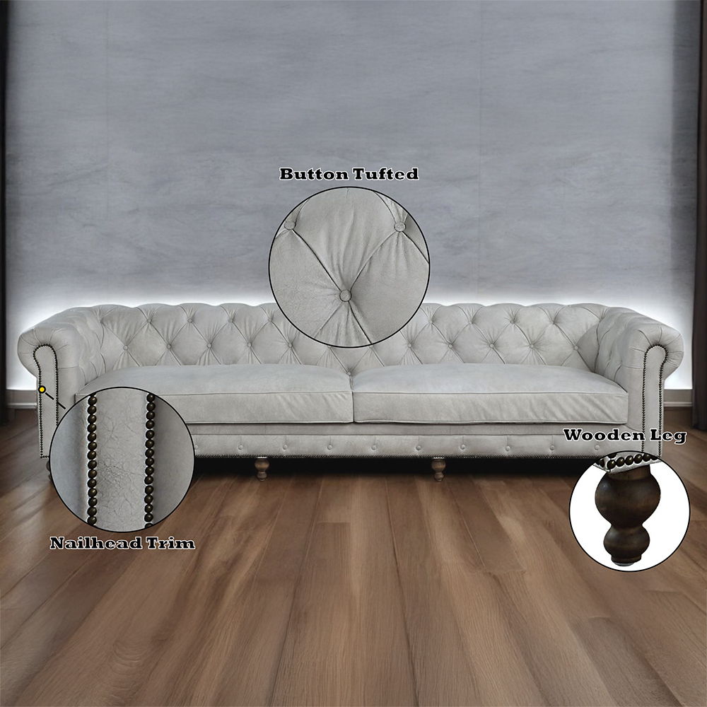 Ofer - Sofa - Vintage White Top Grain Leather