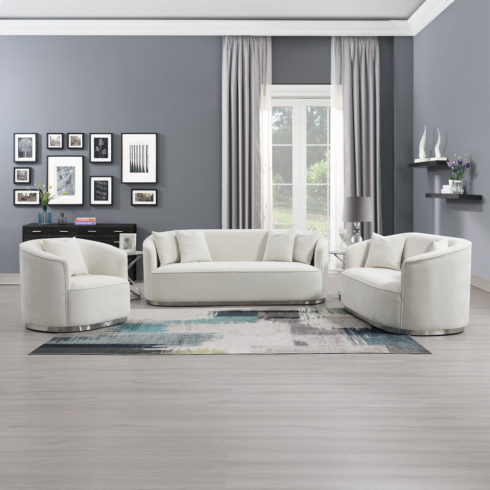 Odette - Loveseat With 2 Pillows - Beige Chenille