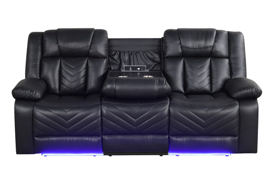 Hilton Black PU Power Reclining Sofa