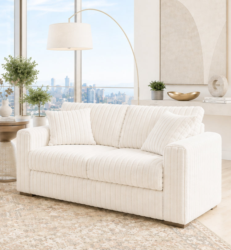 Coraza Corduroy Loveseat with USB Charger - Beige