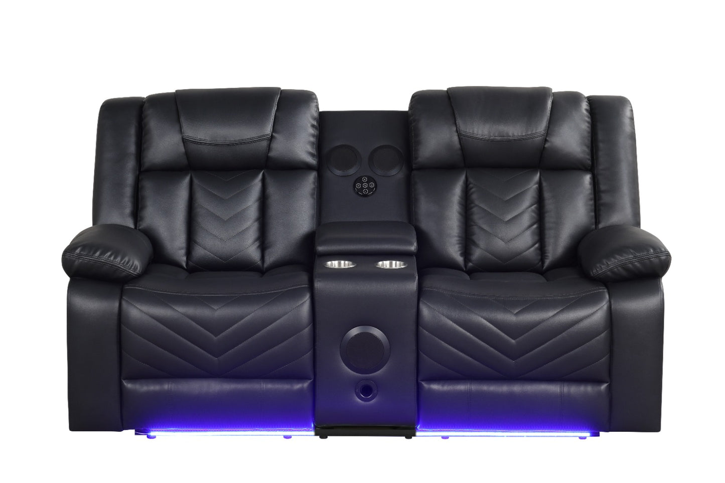 Hilton Black Leather Gel Power Reclining Loveseat