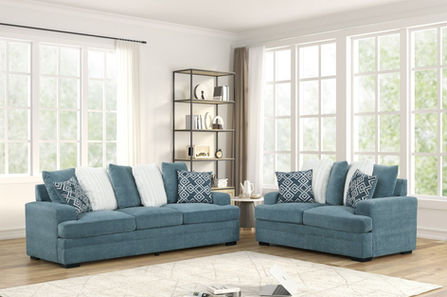 Jessica 2-Piece Sofa and Loveseat Set - Blue