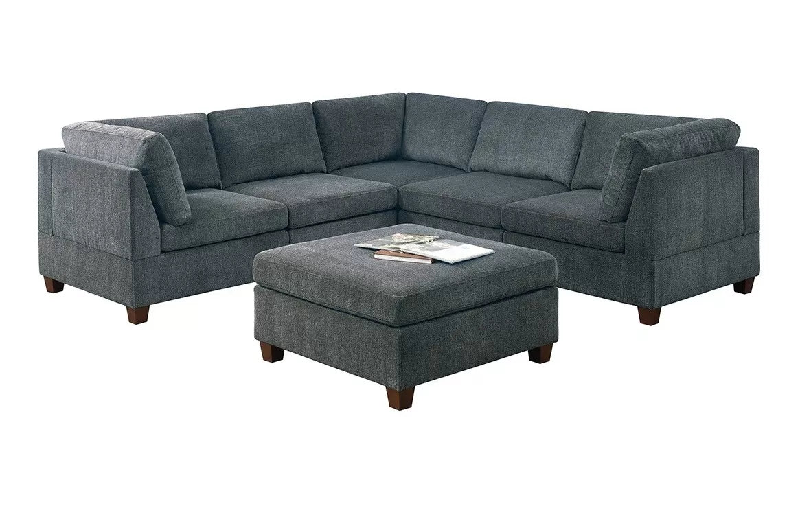 Gray 6-Piece Modular Sectional Set — Poundex configuration 821, image 2