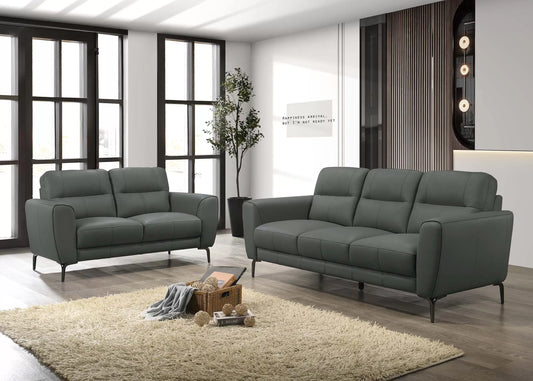 Anthracite (Dark Gray) 2-Piece Stationary Sofa & Loveseat Set — Poundex F8419, authentic image 1