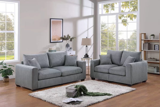 Fog 2-Piece Stationary Sofa & Loveseat Set — Poundex F8427, authentic image 1
