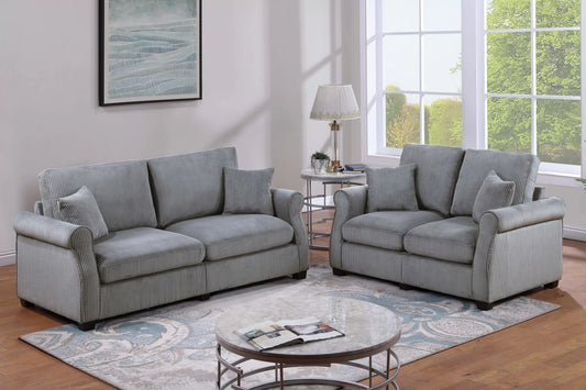 Fog 2-Piece Stationary Sofa & Loveseat Set — Poundex F8498, authentic image 1
