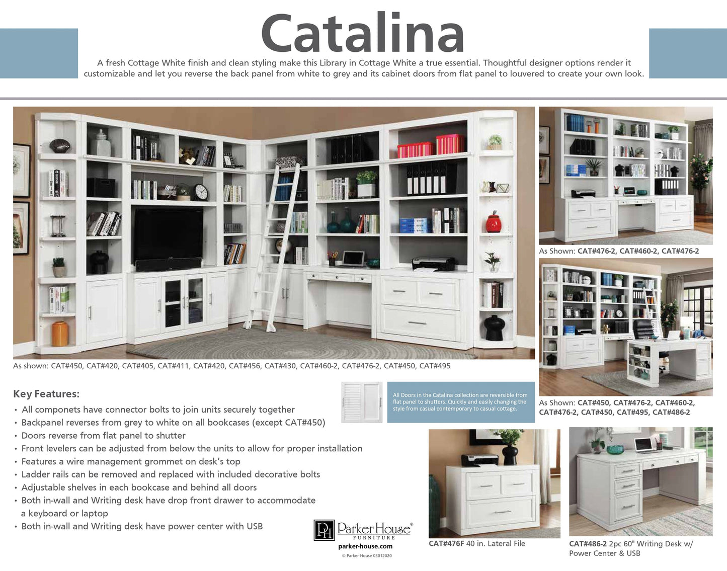 CATALINA 12 PIECE CORNER LIBRARY WALL WITH WRITING DESK
