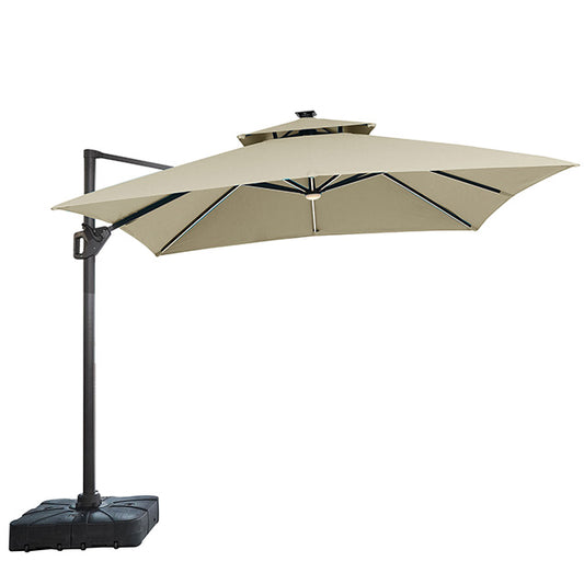 Aurora - 10 Ft Square Umbrella w/ Double Top w/ LED Light + 37" Large Base