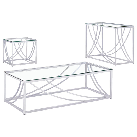 Lille 3-piece Glass Top Coffee And End Table Set Chrome