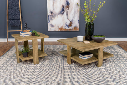 Dawn 2-piece Round Coffee and End Table Set Mango Brown