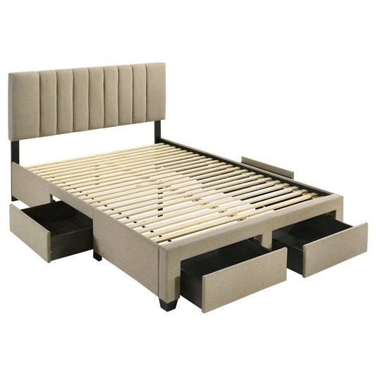 Wheatland 4-drawer Upholstered Full Storage Bed Light Brown