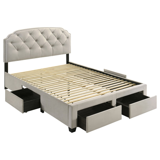 Marianna 4-drawer Upholstered Eastern King Storage Bed Cream