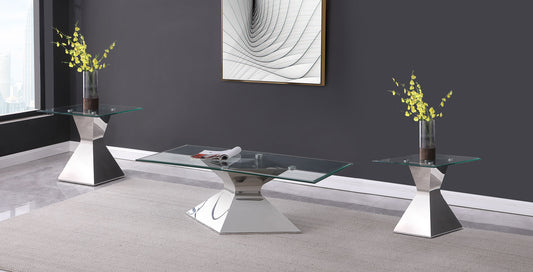 Jenny 3-piece Rectangular Coffee and End Table Set Chrome