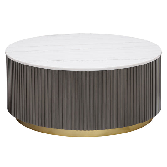 Jason Round White Marble Top Coffee Table Charcoal