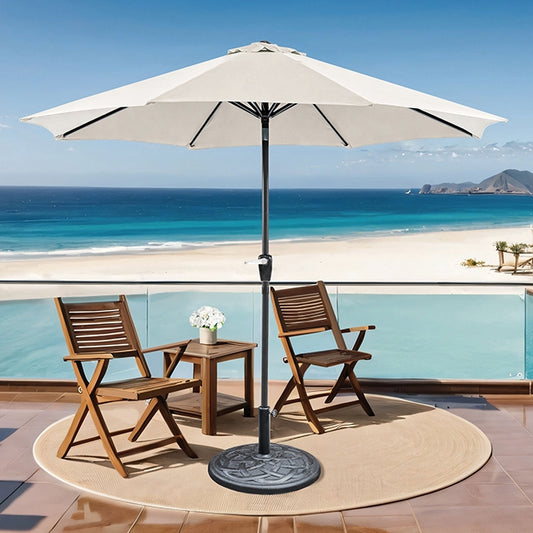Soli - 9' Outdoor Umbrella w/ Auto Tilt + 21" Round Base