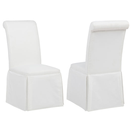 Shawna Upholstered Skirted Side Chair White (Set of 2)