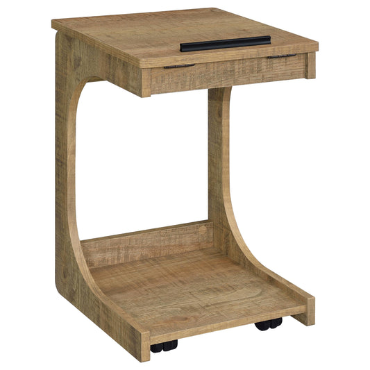 Ralston C-Shaped Lift-Top Sofa Side Table With Casters Mango