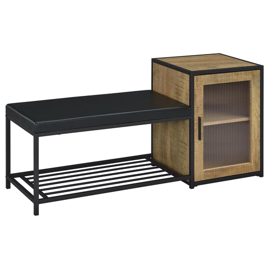 Martino Shoe Storage Entryway Bench with Cabinet Mango and Black