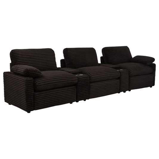 Collins 5-Piece Power Reclining Home Theater Seating Chocolate Brown