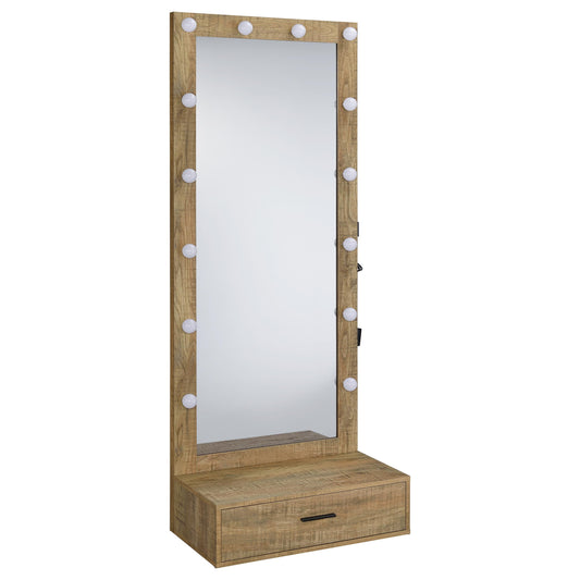 Spector 1-drawer Lighted Full-Length Floor Mirror Mango