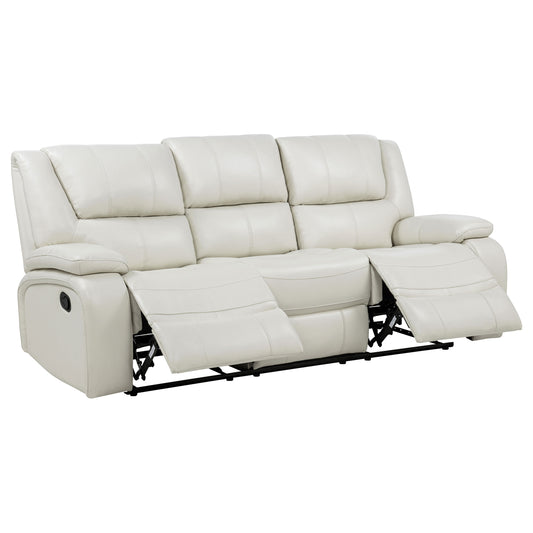 Camila Upholstered Motion Reclining Sofa White