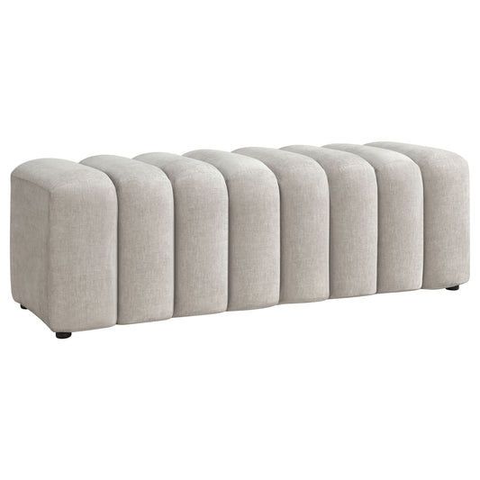 Summer Chenille Upholstered Channel Accent Bench Beige