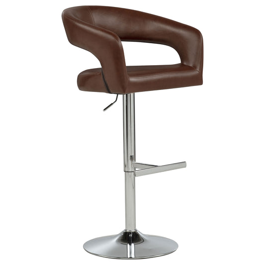 Travia Faux Leather Upholstered Adjustable Bar Stool Cocoa Brown