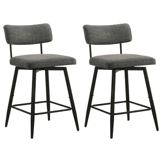 Levine Fabric Upholstered Swivel Counter Chair Grey (Set of 2)