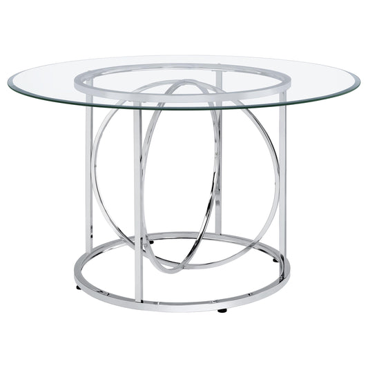 Levy 48-inch Round Glass Top Dining Table Chrome
