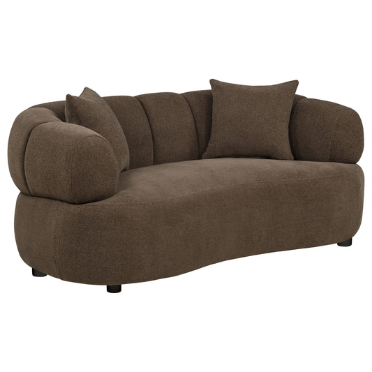 Casarin Fabric Channel-Back Loveseat Brown