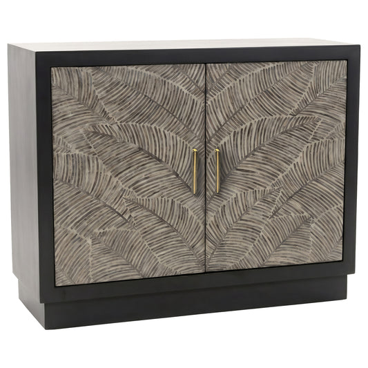 Kerrick 2-door Bone Inlay Accent Cabinet Beige and Black