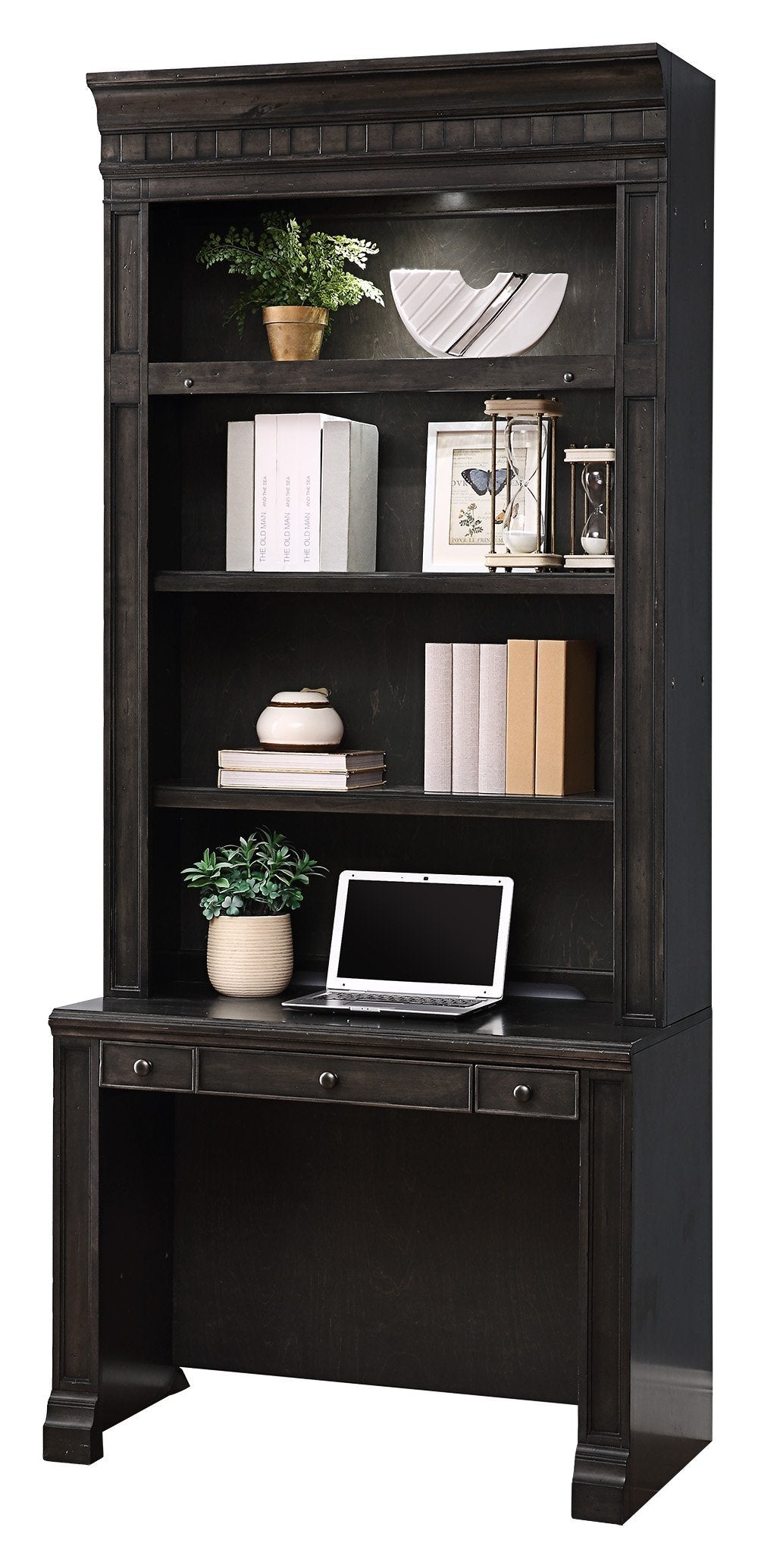 WASHINGTON HEIGHTS IN-WALL LIBRARY DESK AND HUTCH