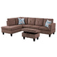 97" Wide Brown Corduroy L-Shaped Living Room Sectional Sofa Set — image 2