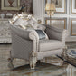 Vendome II - Chair With 2 Pillows - Two Tone Ivory Fabric & Antique Pearl